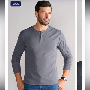Twillory Performance Henley In Charcoal Grey M Medium Long Sleeve